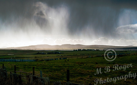 Hail shower coming in over Loch Calder