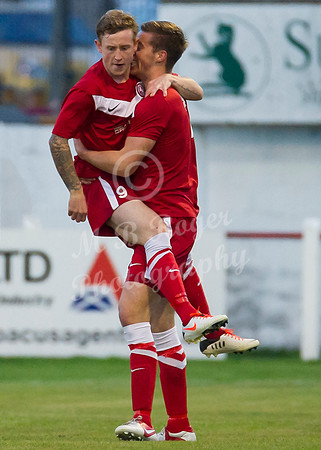 Brora 6 v Wick 2  014 p _MDR3884 Zander Sutherland celebrating with Martin Maclean