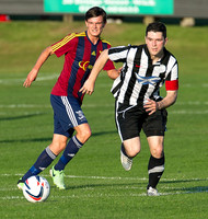 Friendly pre-season match between Wick Academy and Livingstone played at Harmsworth Park home of Highland League team Wick Academy. Sam Mackay on the charge for the Scorries