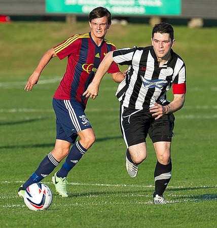Friendly pre-season match between Wick Academy and Livingstone played at Harmsworth Park home of Highland League team Wick Academy. Sam Mackay on the charge for the Scorries
