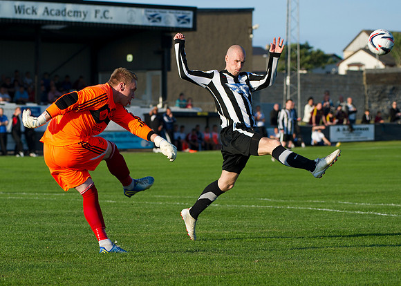 Friendly pre-season match between Wick Academy and Livingstone played at Harmsworth Park home of Highland League team Wick Academy. Gary Weir