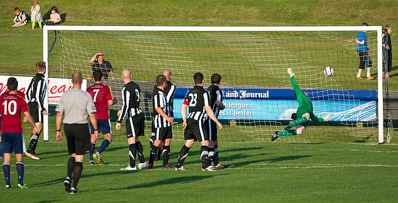 Friendly pre-season match between Wick Academy and Livingstone played at Harmsworth Park home of Highland League team Wick Academy. Wick goalkeeper James More