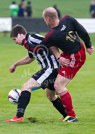 Wick Academy 2 v Inverurie 2  SHFL 23/11/2013<br/>Wick's Grant Steven shields the ball from Inverurie's Martin Bavidge