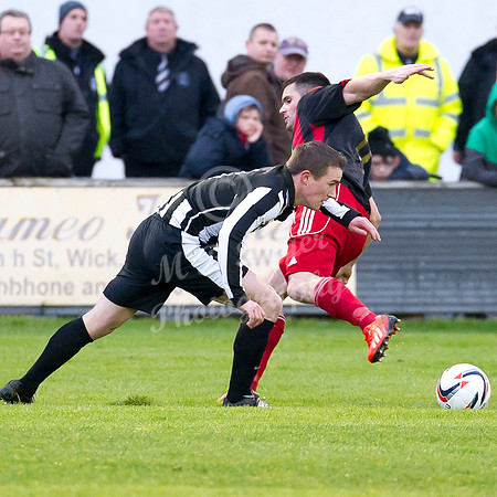 Wick 2 v Inverurie 2  SHFL 23/11/2013<br/>Wick's Gary Manson wrong foots Inverurie's Dean Donaldson